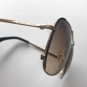 Michael Kors, rose gold trims, ombré tan aviators